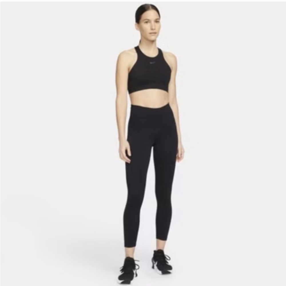 Nike Yoga Dri-Fit Swoosh Highneck Sports Bra Black Racerback Workout NWOT - Picture 6 of 9